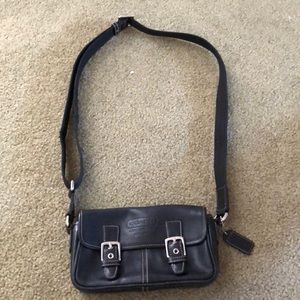 Coach black leather shoulder bag
